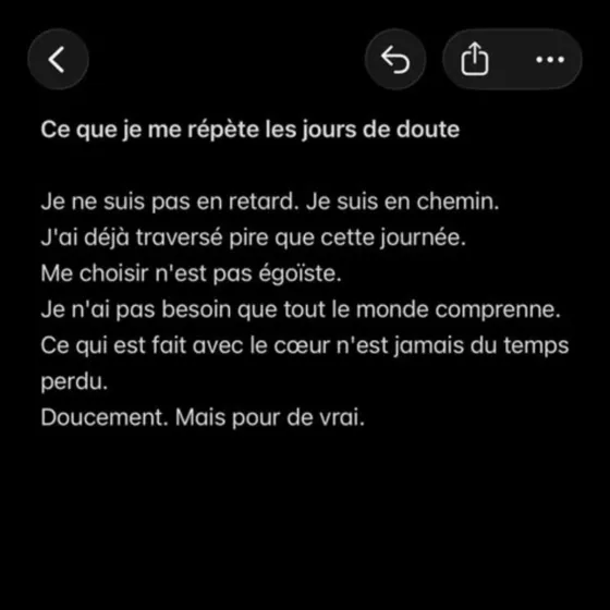 Note « Ce que je me répète les jours de doute »
